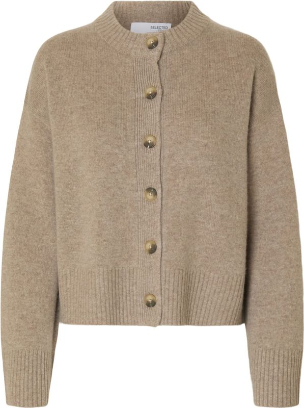 Selected - Cille - Vest - Ronde Hals - Lange Mouwen - Knoopsluiting - Normale Pasvorm - 70% Wol - 30% Kasjmier