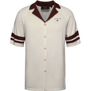 SikSilk Overhemd 'Retro Resort'  ecru / wijnrood