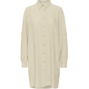 Overhemd - Loose Fit - Boven de Knie - Lange Mouwen - 70% Viscose, 30% Linnen