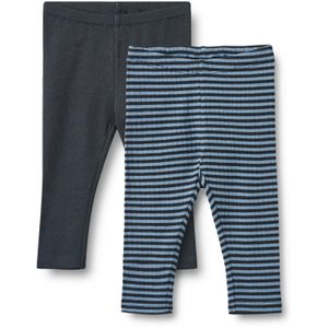 Wheat Leggings - Rib - 2-pack - Jules - Helder Blue Stripe - Wheat - 56 - Leggings