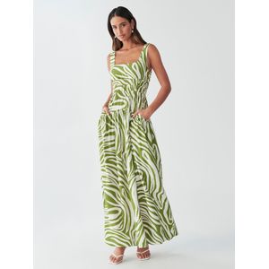 BWLDR Jurk 'SAFIA'  ecru / olijfgroen