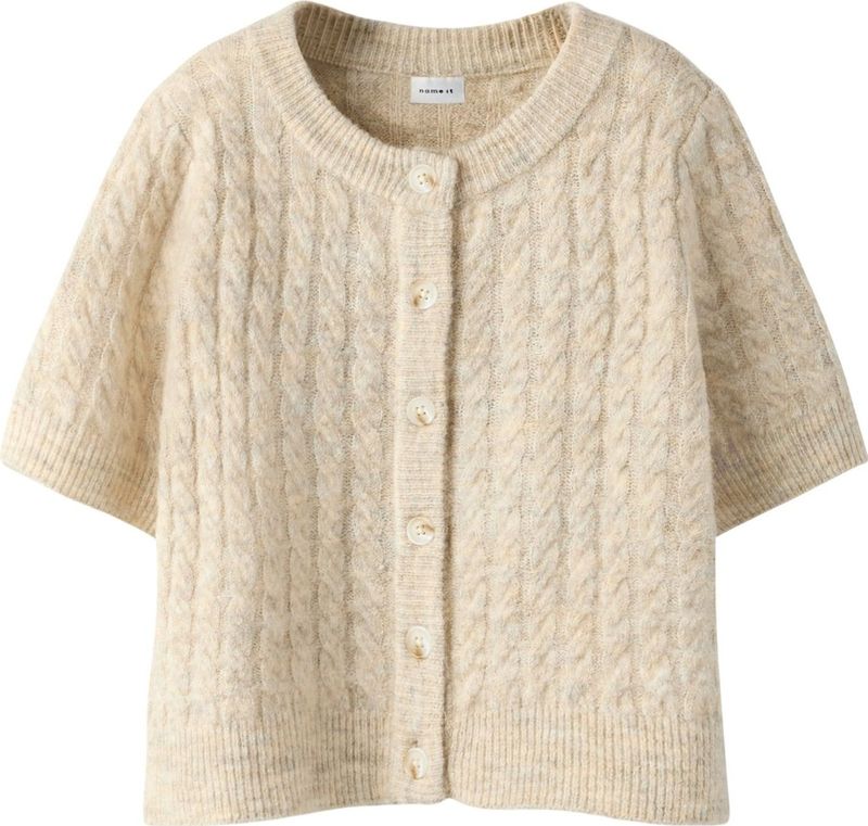 Korte Mouwen - Gebreid Vest - Ronde Hals - Knoopsluiting - Loose Fit