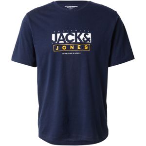 JACK & JONES Shirt 'JORSEVEN'  navy / geel / wit