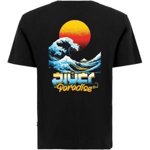 Oldskull Shirt 'Retro Pixel Wave Logo Graphic'  zwart