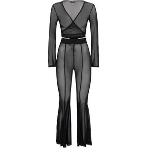 LASCANA - Jumpsuit - Zwart - Flare - 2-delig - Lange Mouw