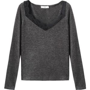 MANGO Shirt 'VERONI'  antraciet / zwart