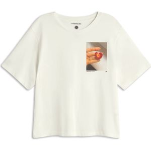 Thinking MU Shirt 'Lucia'  beige / rood / offwhite