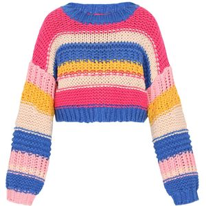 MYMO Oversized trui  blauw / geel / pink / lichtroze