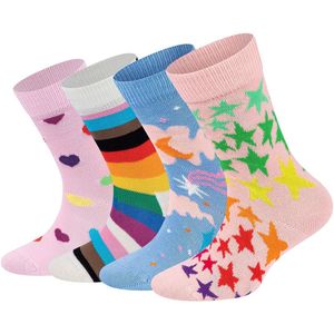 Happy Socks Sokken 'Pink Sky'  blauw / geel / lila / pink / wit