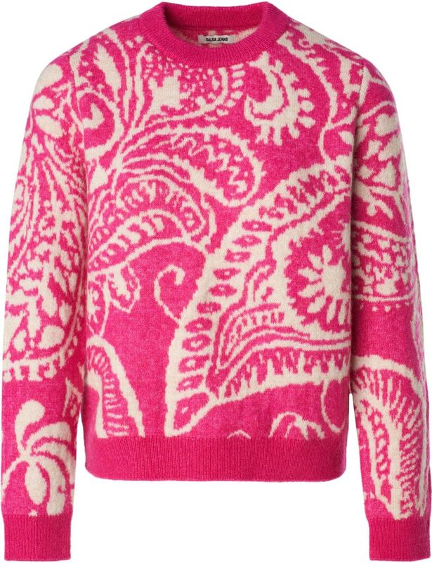 Salsa Jeans - Trui - Donkerroze/Wit - Gebreide Truien