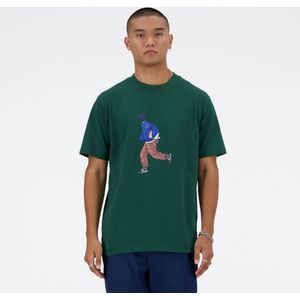 new balance Shirt  blauw / lichtbruin / groen / wit