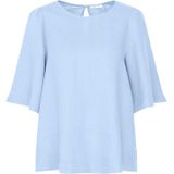 Lichtblauw - Blouse - Korte Mouwen - Ronde Hals - Regular Fit