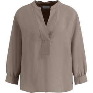 FYNCH-HATTON - Blouse - Donkerbeige - Wijde Blouse - Driekwart Mouw