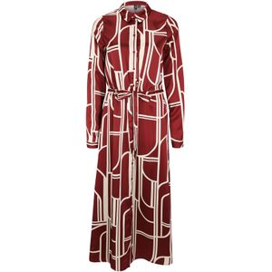 Vero Moda Tall Blousejurk 'VMHADLEY'  roestbruin / wit