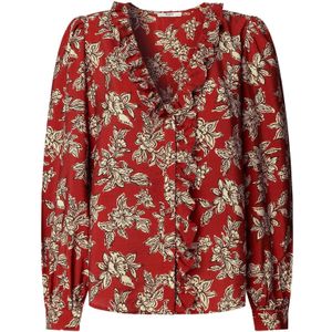 Pepe Jeans Blouse 'Plency'  cappuccino / olijfgroen / rood