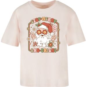 F4NT4STIC Shirt 'Stay Merry And Bright Hippie Santa'  gemengde kleuren / pink