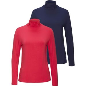 LASCANA - Shirt - Navy - 2 Pack - Lange Mouw - Slanke Pasvorm