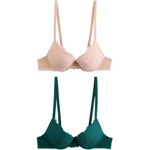 Next BH  crème / donkergroen