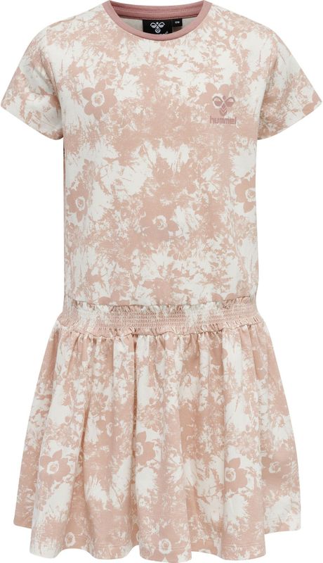 Hummel - Juna - Korte Mouw Jurk - All-over Bloemen Tie-dye Print - Biologisch Katoen
