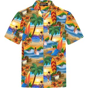 Hawaiihemdshop.de Overhemd 'Surfer's Paradise'  oranje