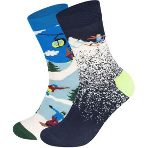 Happy Socks Sokken 'Wintersport'  blauw / marine / lichtgroen / wit