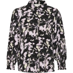 Kaffe - Grafische Strepen Blouse - Zwart/Roze - Katoen