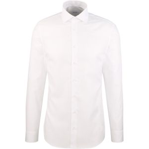 SEIDENSTICKER - Zakelijk Overhemd - Wit - Slim Fit - Lange Mouw - Visgraat