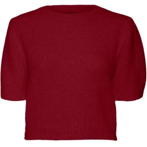Gebreide Pullover - O-hals - Korte Mouwen - Pofmouwen - Regular Fit