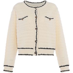 faina Gebreid vest  crème / zwart