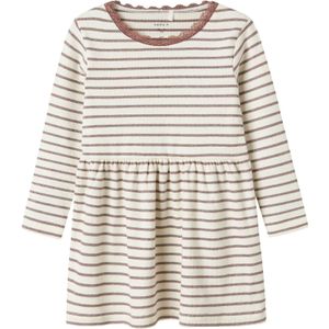 Jurk - Gestreept - Lange Mouwen - O-hals - Regular Fit - Kantdetail - Glitter Detail