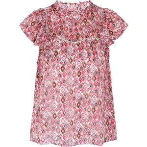 IZIA Blouse 'Ethno'  lichtblauw / spar / rosa / bordeaux