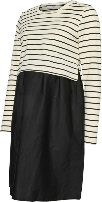 MAMALICIOUS - MLAMILO JUNE - Jurk - Crème/Zwart - Met Borstvoedingsfunctie - Knielengte