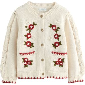 Next Gebreid vest  ecru / groen / donkerrood