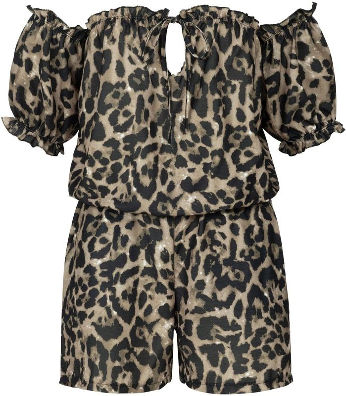 Cloud5ive - Jumpsuit - Bruin - Dierenprint - Kwartmouw - Kort