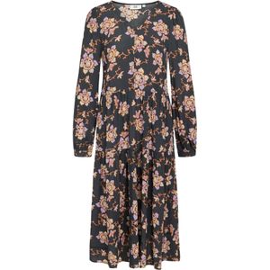 Noa Noa Jurk 'Ellen'  lichtgeel / lavendel / donkeroranje / zwart