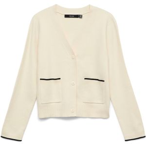 VERO MODA Gebreid vest 'VMGold'  crème / zwart