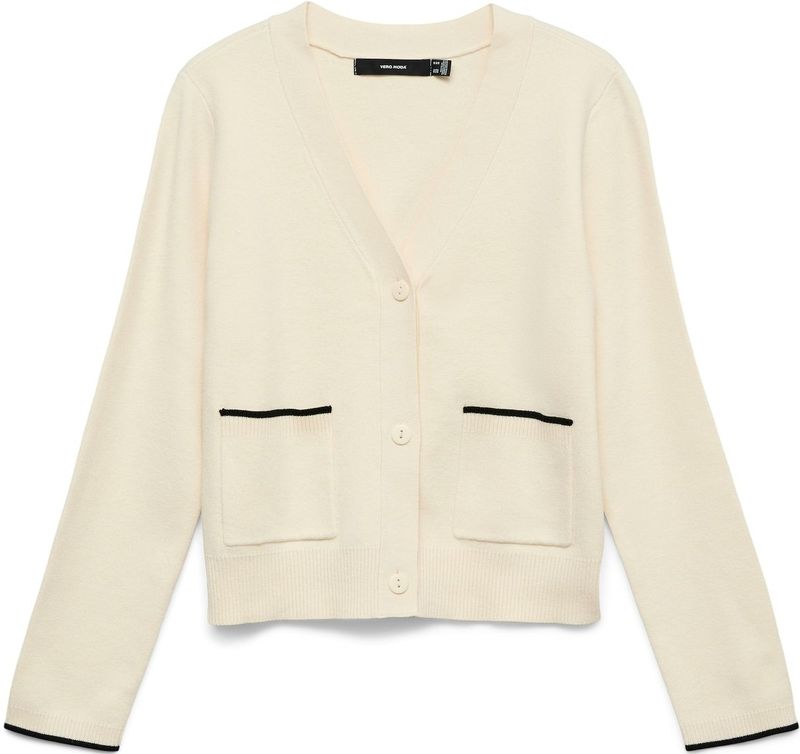 VERO MODA Gebreid vest 'VMGold'  crème / zwart