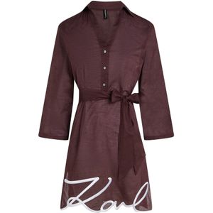 Karl Lagerfeld Strandjurk  donkerbruin / wit