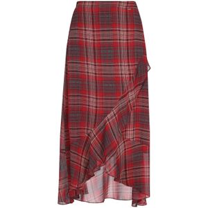 DreiMaster - Vintage Rok - Grijs Rood Zwart - Lang Maxi - Geruit