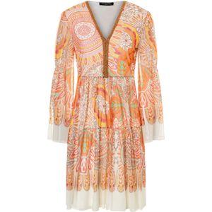 Ana Alcazar Jurk 'Welby'  grijs / lichtgroen / oranje / offwhite