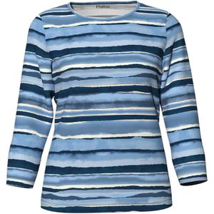 Rabe - Shirt - Lichtblauw - 3/4 Mouwen - Met Streepmotief