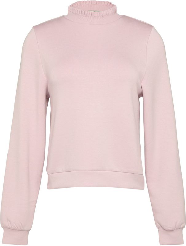 Sweater - Powder Pink - Zonder Capuchon - Ruches - Gegolfde Kraag