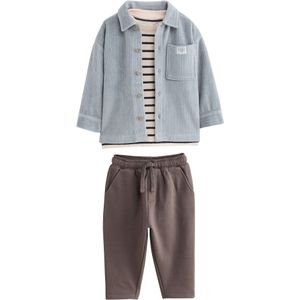 Next Set - Crème - Opaal - Donkerbruin - Zwart - Hemden - 3-delig - Lange Mouw