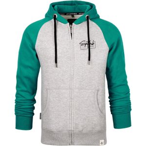 SPITZBUB Sweatvest 'Oliver'  lichtgrijs / smaragd / zwart