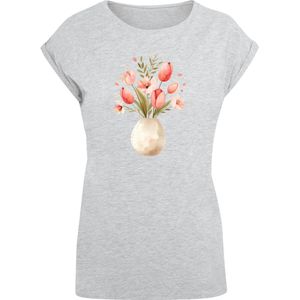 F4NT4STIC Shirt 'Rosa Frühlingsblumenstrauß In Vase'  grijs gemêleerd / gemengde kleuren