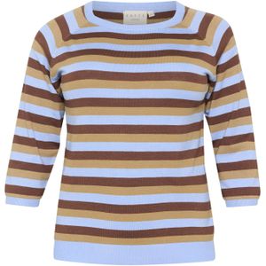 KAFFE CURVE Trui 'Tilda'  beige / hemelsblauw / bruin