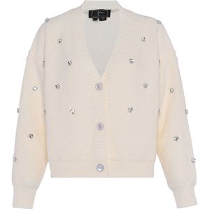 faina Gebreid vest  transparant / wolwit