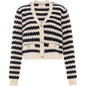 aleva Gebreid vest  zwart / wolwit