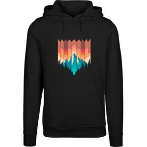 F4NT4STIC Sweatshirt 'Berg Sonnenuntergang Geometrisch'  bruin / petrol / oranje / zwart