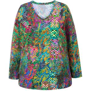 Ulla Popken Shirt  blauw / grijs / groen / oranje